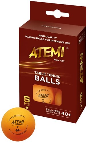 Atemi Tafeltennisbal ATEMI 1 ster oranje/6 st.