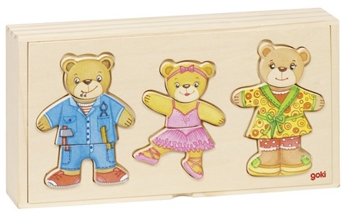 Goki Famille ours à habiller, boîte-puzzle, goki basic.