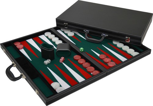 HOT Games Backgammonkoffer Schwarz/Grün inkl. 53cm