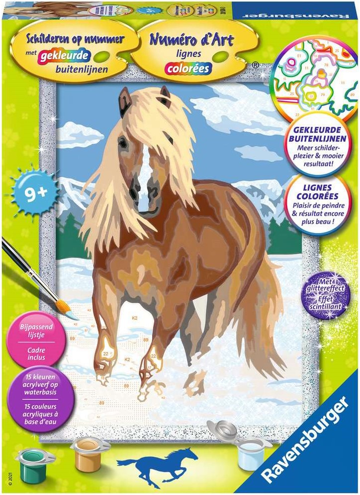 trui Inwoner Zonder hoofd Ravensburger Schilderen op nummer Serie Classic Paarden Paard in de sneeuw  Planet Happy CH